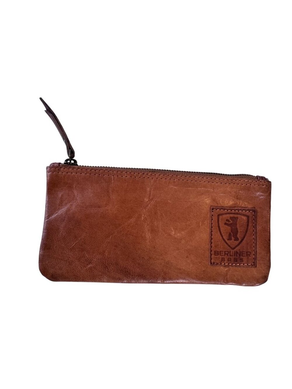 Berliner Bags Brown Goat Leather Pen Bag Zipper Pouch 8.75 x 4.5
